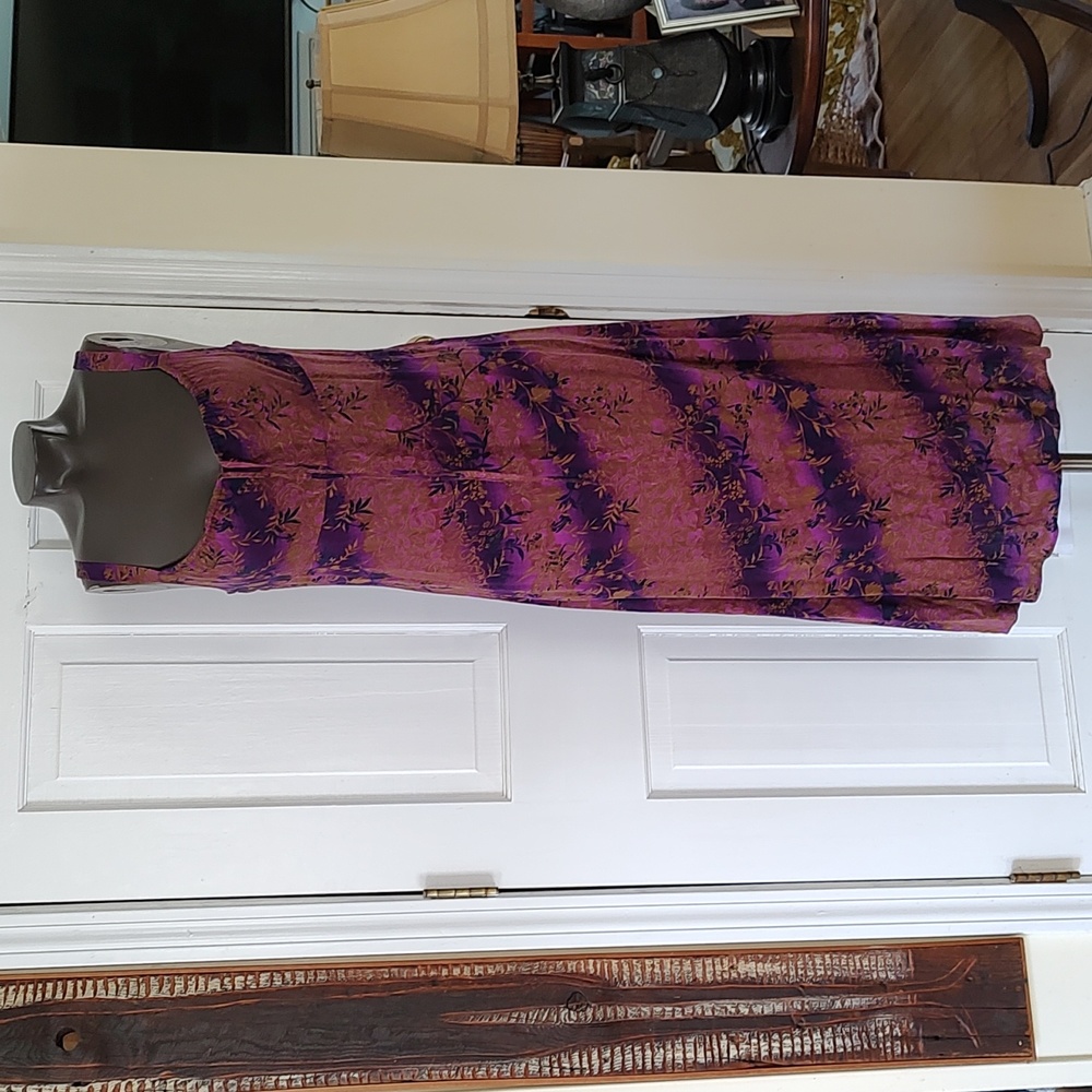 Vintage Dawn Joy Maxi Sun Dress 5/6 Purples Gold Pinks